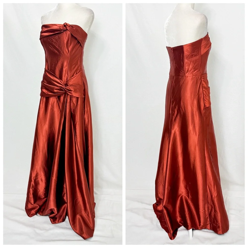 Jessica McClintock Strapless Rust Dress - Picture 2 of 8